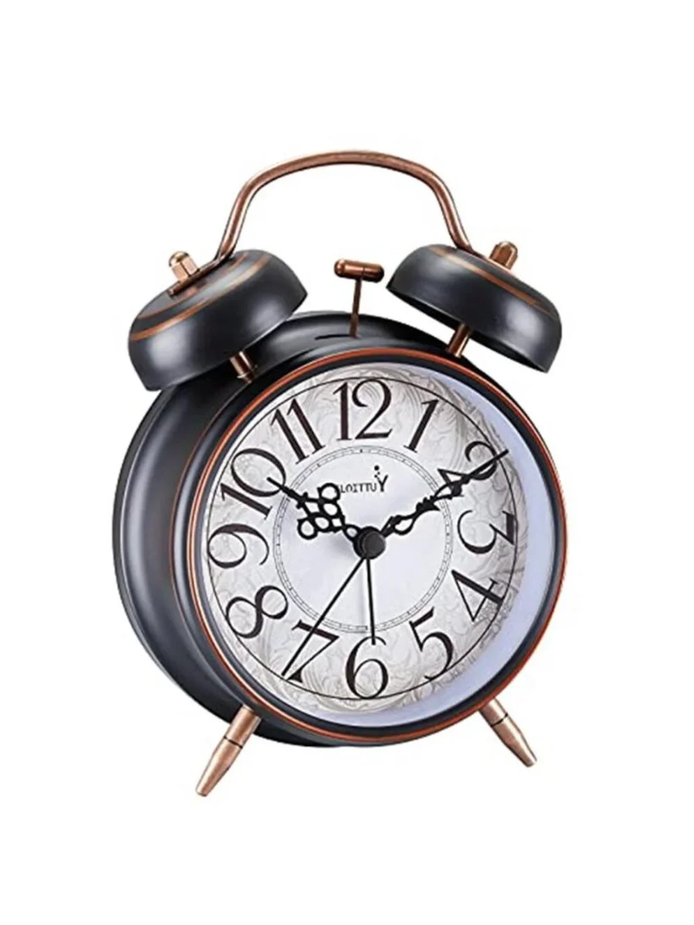 Retro Twin Bell Metal Alarm Clock Loud Ringing Analog Bedside Small Black